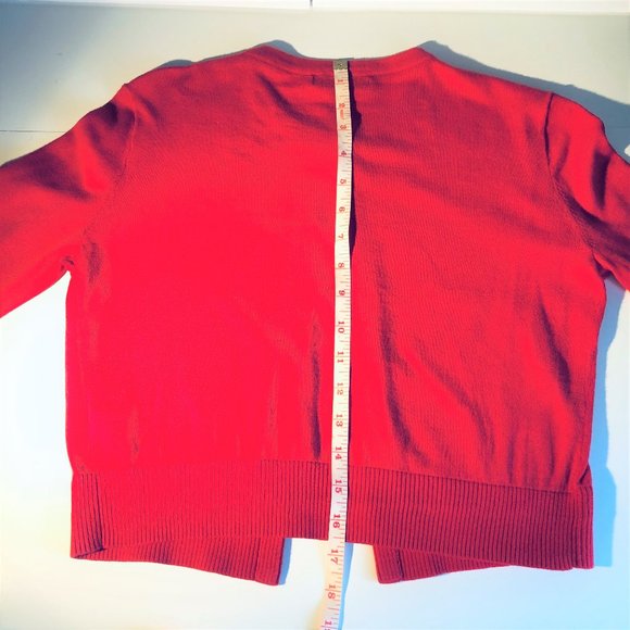 Chaps Red Crop Long Sleeve Cardigan–XS - Picture 4 of 5